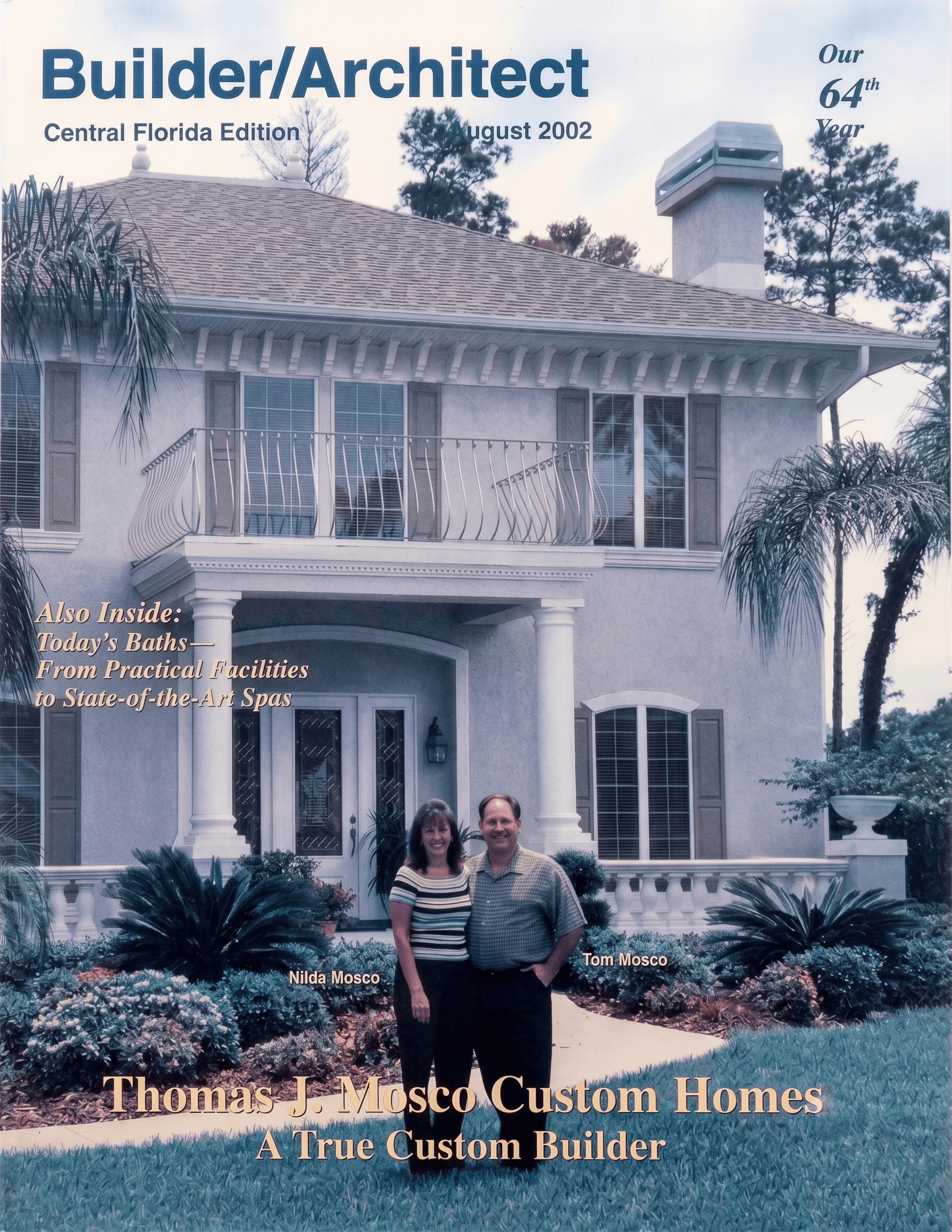 Tom and Nilda Mosco on the August 2002 cover of Builder/Architect, Central Florida Edition