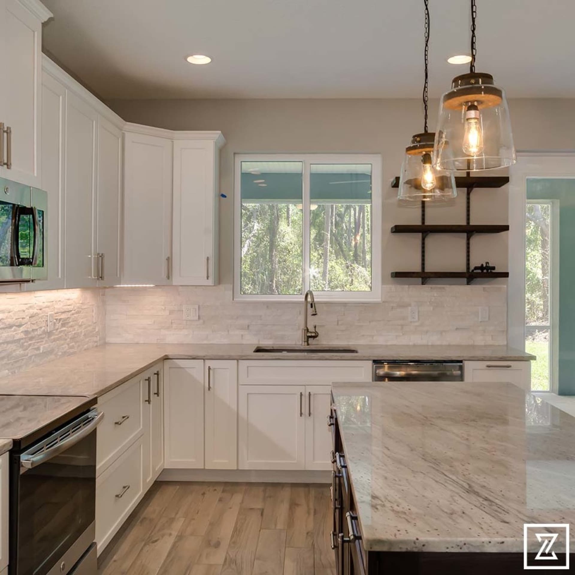 Custom chef's kitchen with quartz island