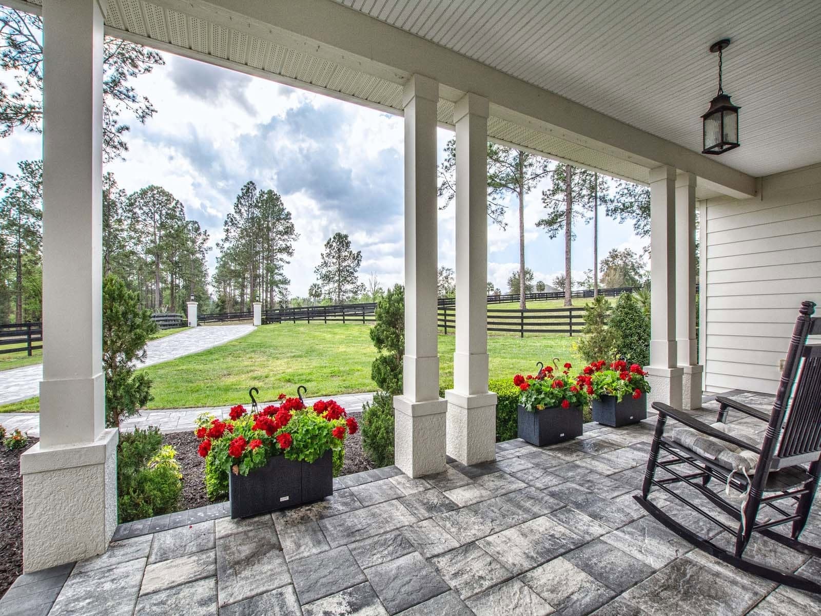 Front porch of a custom home built by Mosco Custom Homes